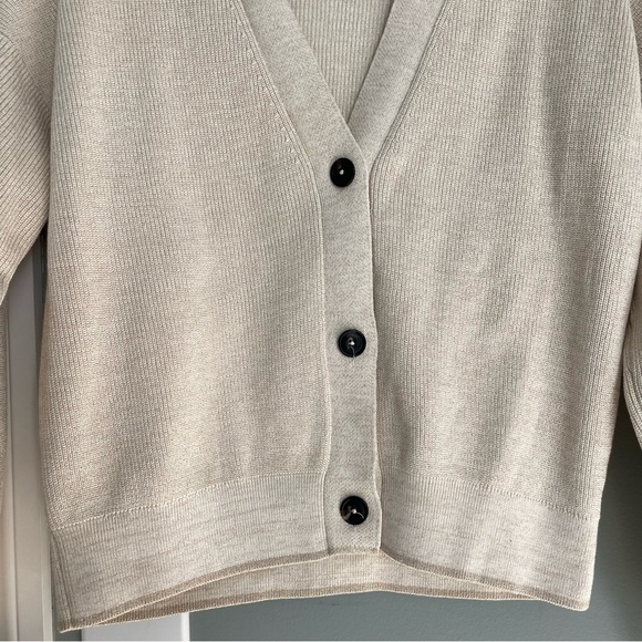 Eleventy Italian Made 100% Cotton Metallic Thread Beige Neutral Knit Cardigan - Picture 8 of 17